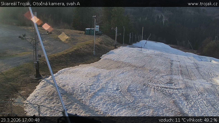 Skiareál Troják - Otočná kamera, svah A - 23.3.2026 v 17:00