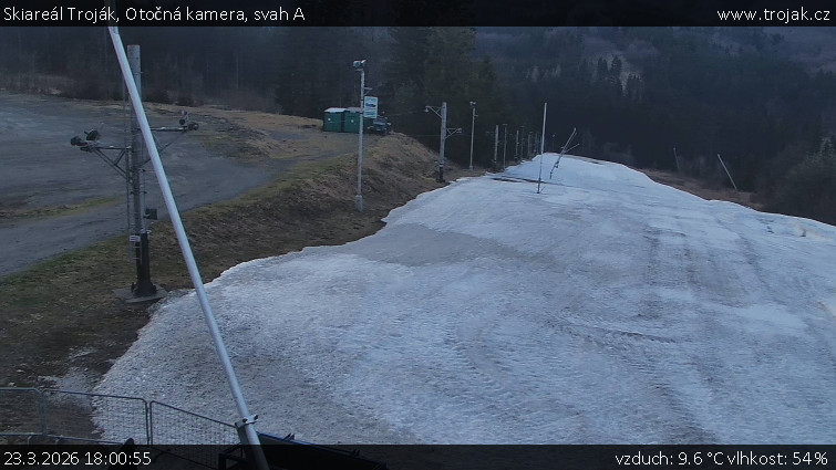 Skiareál Troják - Otočná kamera, svah A - 23.3.2026 v 18:00