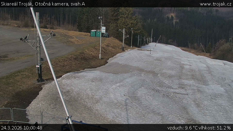 Skiareál Troják - Otočná kamera, svah A - 24.3.2026 v 10:00