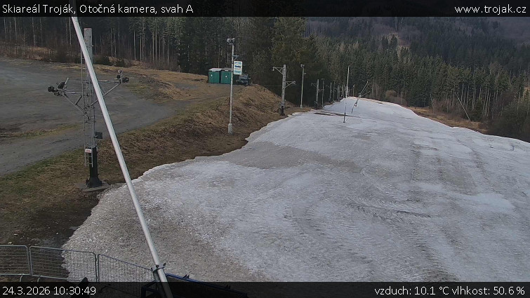 Skiareál Troják - Otočná kamera, svah A - 24.3.2026 v 10:30