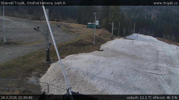 Skiareál Troják - Otočná kamera, svah A - 24.3.2026 v 15:30