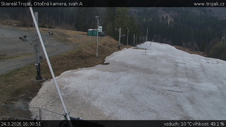Skiareál Troják - Otočná kamera, svah A - 24.3.2026 v 16:30