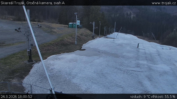 Skiareál Troják - Otočná kamera, svah A - 24.3.2026 v 18:00