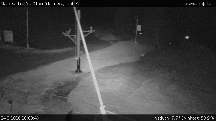 Skiareál Troják - Otočná kamera, svah A - 24.3.2026 v 20:00