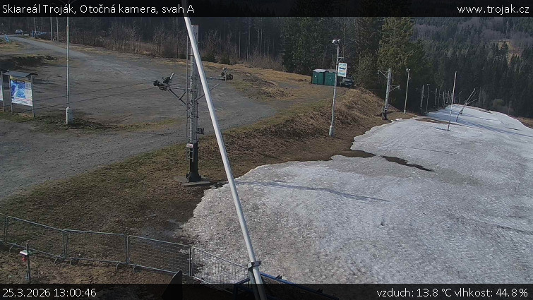 Skiareál Troják - Otočná kamera, svah A - 25.3.2026 v 13:00