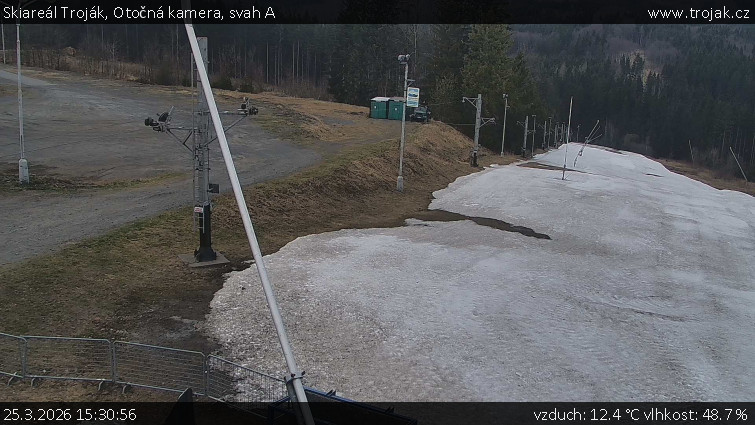 Skiareál Troják - Otočná kamera, svah A - 25.3.2026 v 15:30