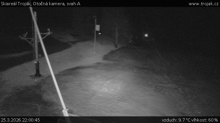 Skiareál Troják - Otočná kamera, svah A - 25.3.2026 v 22:00