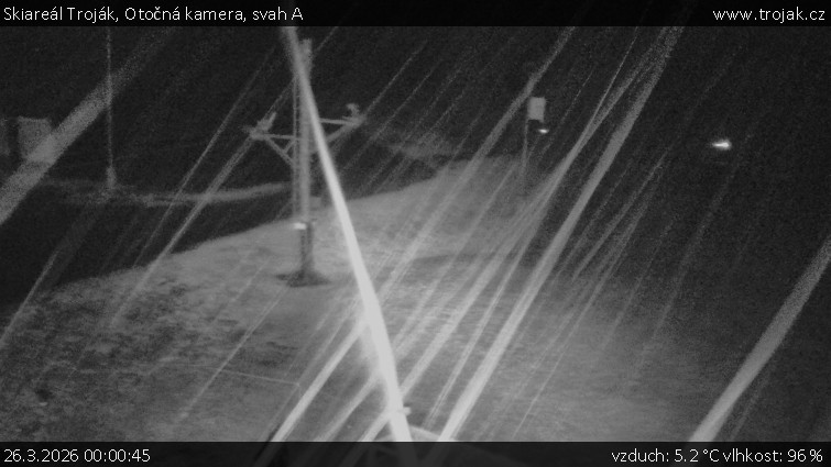 Skiareál Troják - Otočná kamera, svah A - 26.3.2026 v 00:00