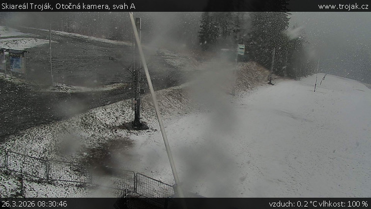 Skiareál Troják - Otočná kamera, svah A - 26.3.2026 v 08:30