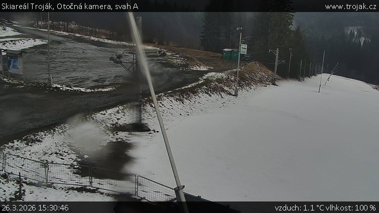 Skiareál Troják - Otočná kamera, svah A - 26.3.2026 v 15:30