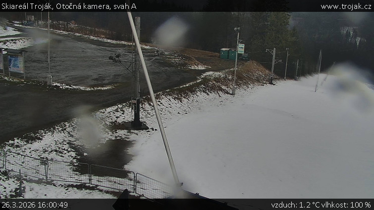 Skiareál Troják - Otočná kamera, svah A - 26.3.2026 v 16:00