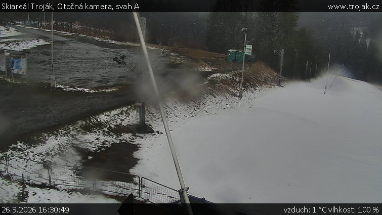 Skiareál Troják - Otočná kamera, svah A - 26.3.2026 v 16:30