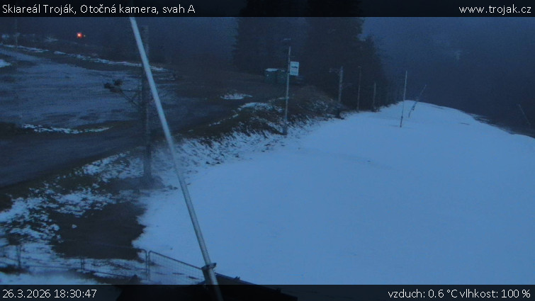 Skiareál Troják - Otočná kamera, svah A - 26.3.2026 v 18:30