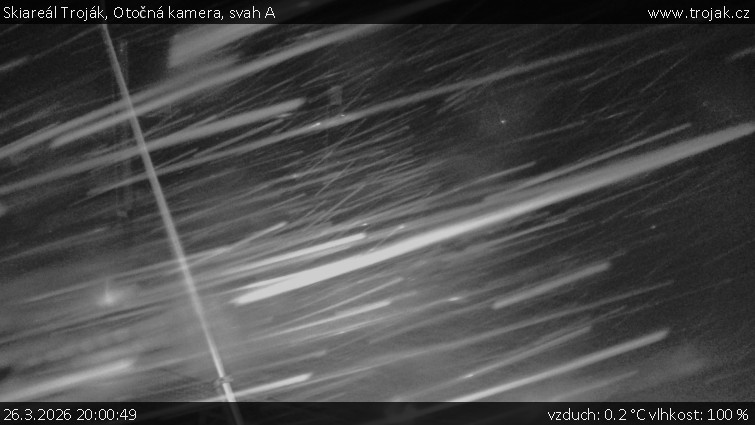Skiareál Troják - Otočná kamera, svah A - 26.3.2026 v 20:00