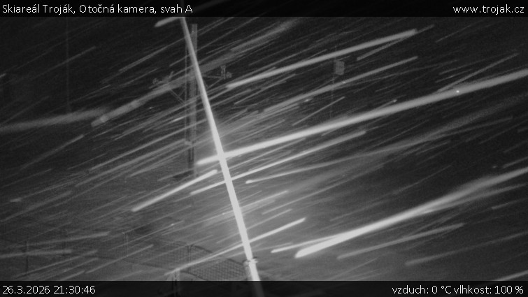 Skiareál Troják - Otočná kamera, svah A - 26.3.2026 v 21:30