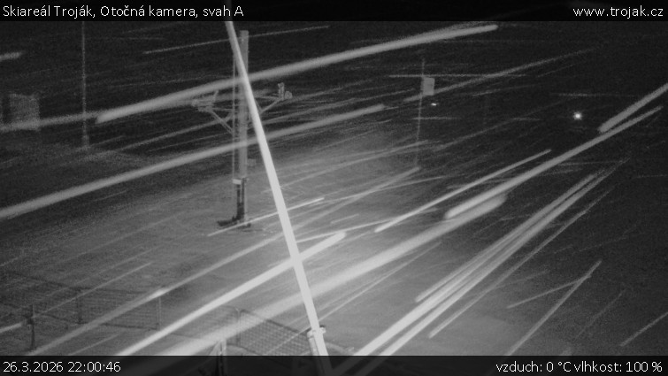 Skiareál Troják - Otočná kamera, svah A - 26.3.2026 v 22:00