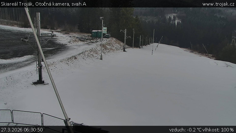 Skiareál Troják - Otočná kamera, svah A - 27.3.2026 v 06:30