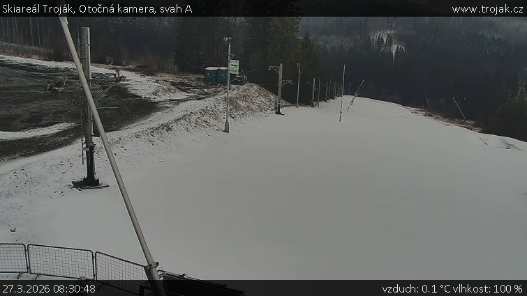 Skiareál Troják - Otočná kamera, svah A - 27.3.2026 v 08:30