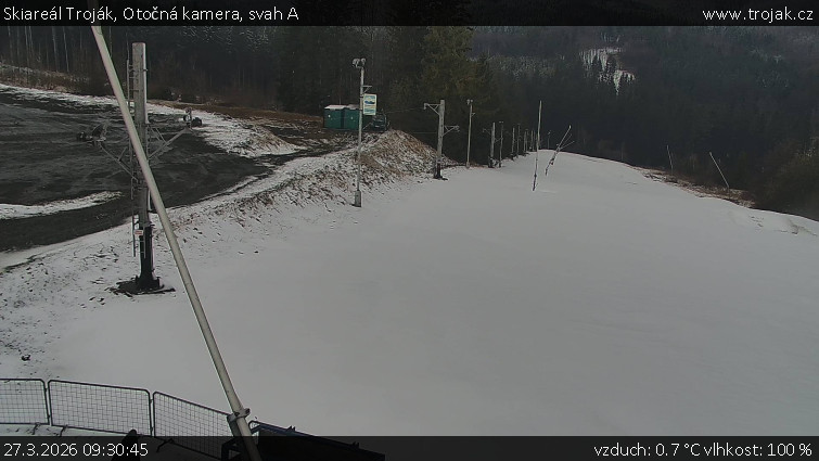 Skiareál Troják - Otočná kamera, svah A - 27.3.2026 v 09:30