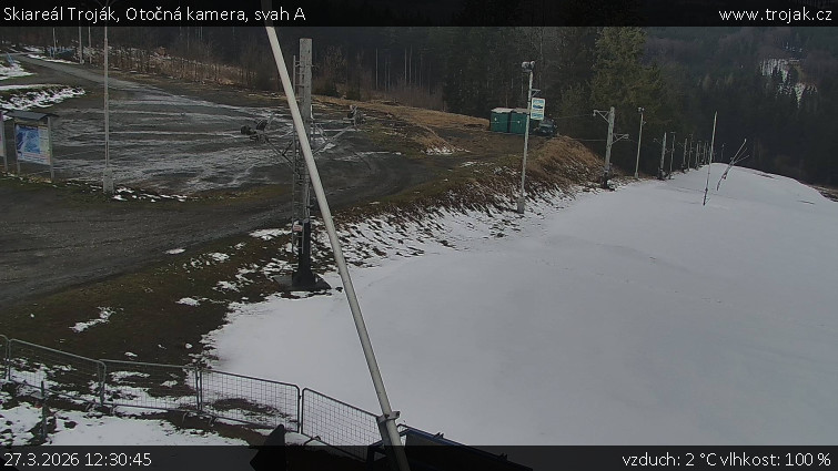 Skiareál Troják - Otočná kamera, svah A - 27.3.2026 v 12:30