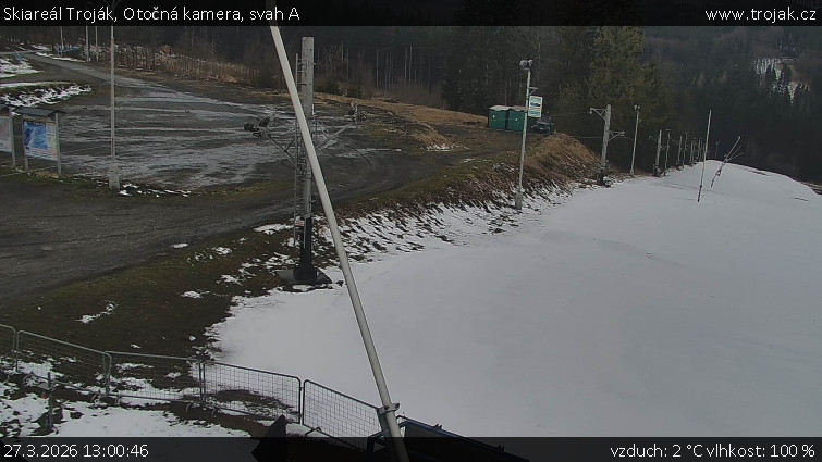 Skiareál Troják - Otočná kamera, svah A - 27.3.2026 v 13:00