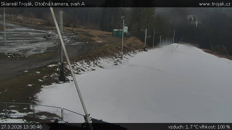 Skiareál Troják - Otočná kamera, svah A - 27.3.2026 v 13:30