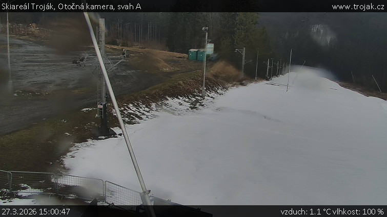 Skiareál Troják - Otočná kamera, svah A - 27.3.2026 v 15:00