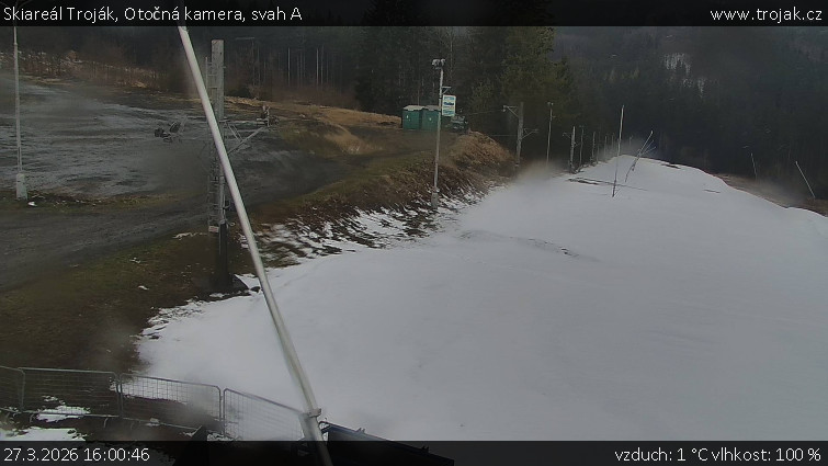Skiareál Troják - Otočná kamera, svah A - 27.3.2026 v 16:00