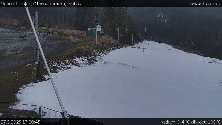 Skiareál Troják - Otočná kamera, svah A - 27.3.2026 v 17:30