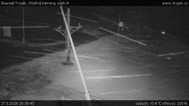 Skiareál Troják - Otočná kamera, svah A - 27.3.2026 v 20:30