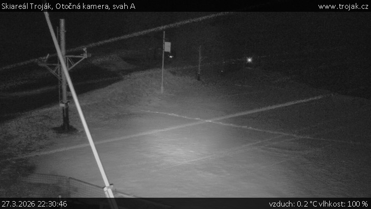 Skiareál Troják - Otočná kamera, svah A - 27.3.2026 v 22:30