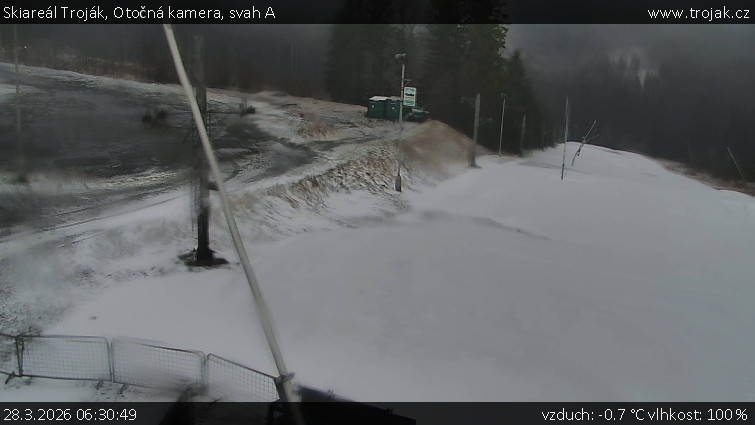 Skiareál Troják - Otočná kamera, svah A - 28.3.2026 v 06:30