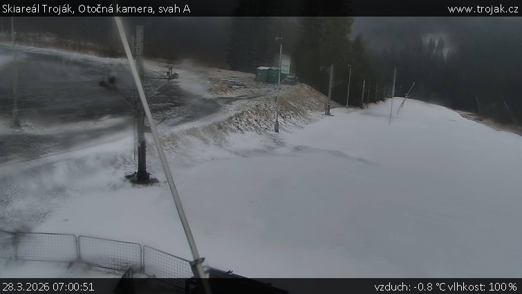Skiareál Troják - Otočná kamera, svah A - 28.3.2026 v 07:00