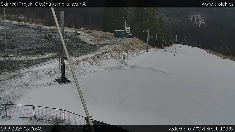 Skiareál Troják - Otočná kamera, svah A - 28.3.2026 v 08:00