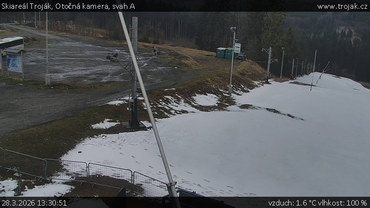 Skiareál Troják - Otočná kamera, svah A - 28.3.2026 v 13:30