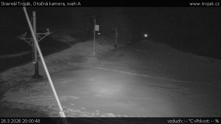 Skiareál Troják - Otočná kamera, svah A - 28.3.2026 v 20:00