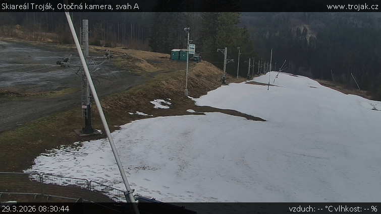 Skiareál Troják - Otočná kamera, svah A - 29.3.2026 v 08:30