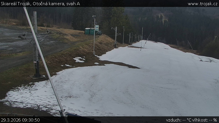 Skiareál Troják - Otočná kamera, svah A - 29.3.2026 v 09:30