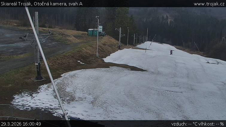 Skiareál Troják - Otočná kamera, svah A - 29.3.2026 v 16:00