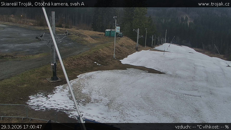 Skiareál Troják - Otočná kamera, svah A - 29.3.2026 v 17:00
