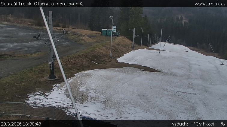 Skiareál Troják - Otočná kamera, svah A - 29.3.2026 v 18:30