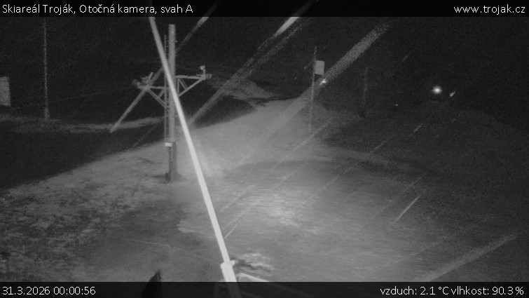 Skiareál Troják - Otočná kamera, svah A - 31.3.2026 v 00:00