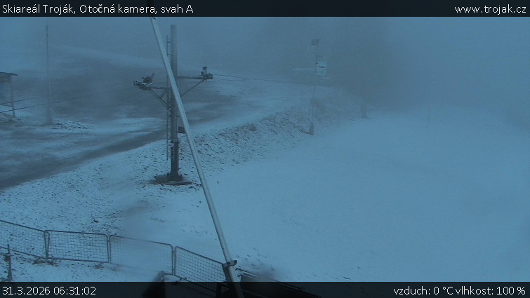 Skiareál Troják - Otočná kamera, svah A - 31.3.2026 v 06:31