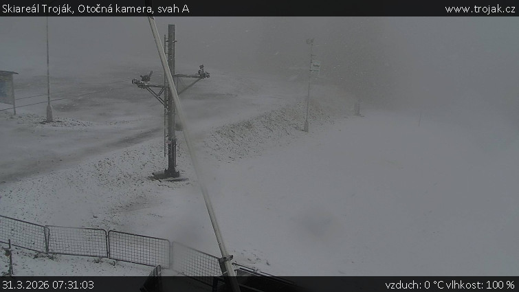 Skiareál Troják - Otočná kamera, svah A - 31.3.2026 v 07:31