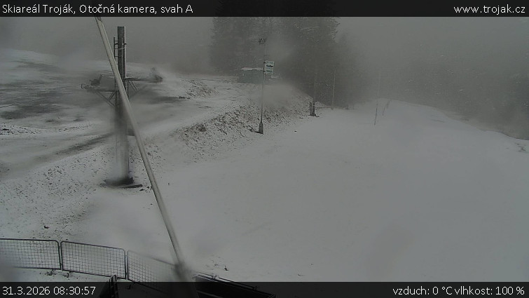 Skiareál Troják - Otočná kamera, svah A - 31.3.2026 v 08:30