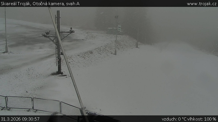 Skiareál Troják - Otočná kamera, svah A - 31.3.2026 v 09:30