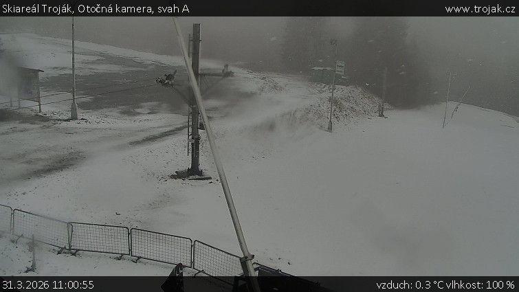 Skiareál Troják - Otočná kamera, svah A - 31.3.2026 v 11:00