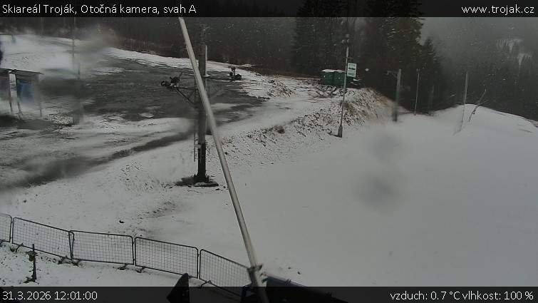 Skiareál Troják - Otočná kamera, svah A - 31.3.2026 v 12:01