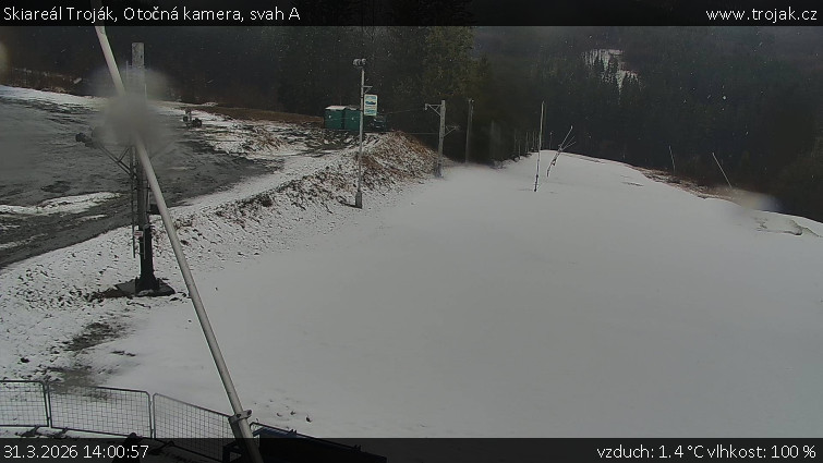 Skiareál Troják - Otočná kamera, svah A - 31.3.2026 v 14:00