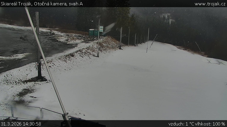 Skiareál Troják - Otočná kamera, svah A - 31.3.2026 v 14:30